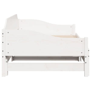 Divano Letto con Letto Estraibile-Sofa Letto-Daybed Bianco 90x190cm Massello Pino 509525