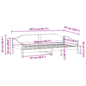 Letto senza Materasso Marrone Cera 90x200 cm Legno di Pino 850916