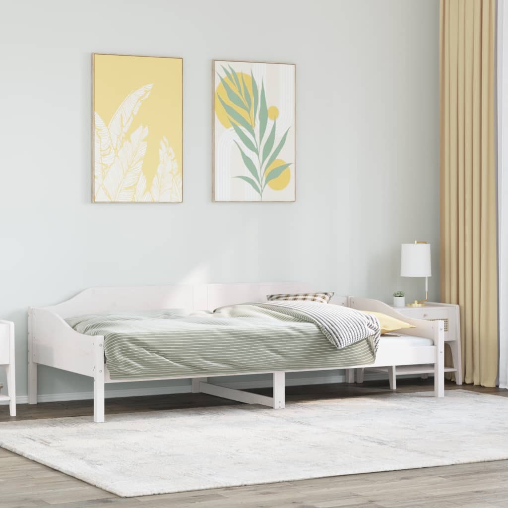 Letto senza Materasso Bianco 90x190 cm in Legno Massello Pino 850918