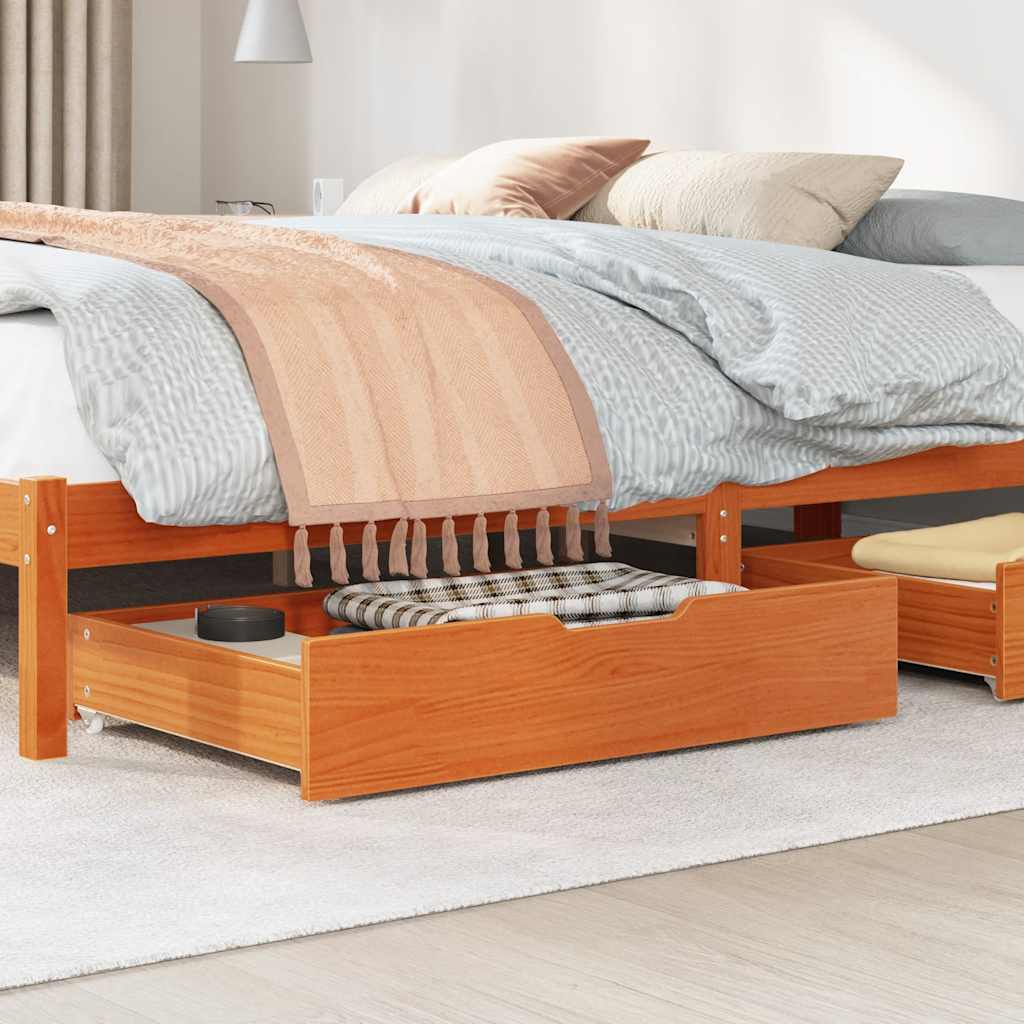 vidaXL Cassettoni per Letto 2pz Marrone Cera 80x55x17 cm Legno di Pino