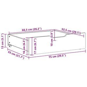 Cassettoni da Letto 2 pz Bianchi 75x55x17 cm in Legno di Pino 850933