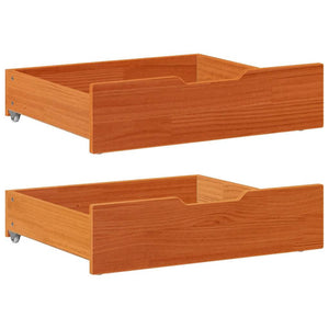 Cassettoni per Letto 2pz Marrone Cera 75x55x17 cm Legno di Pino