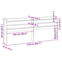 vidaXL Testiera con Ripiani 200 cm in Legno Massello di Pino