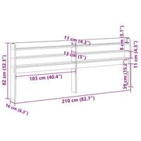 Testiera con Ripiani Marrone Cera 200 cm Legno Massello di Pino 850940