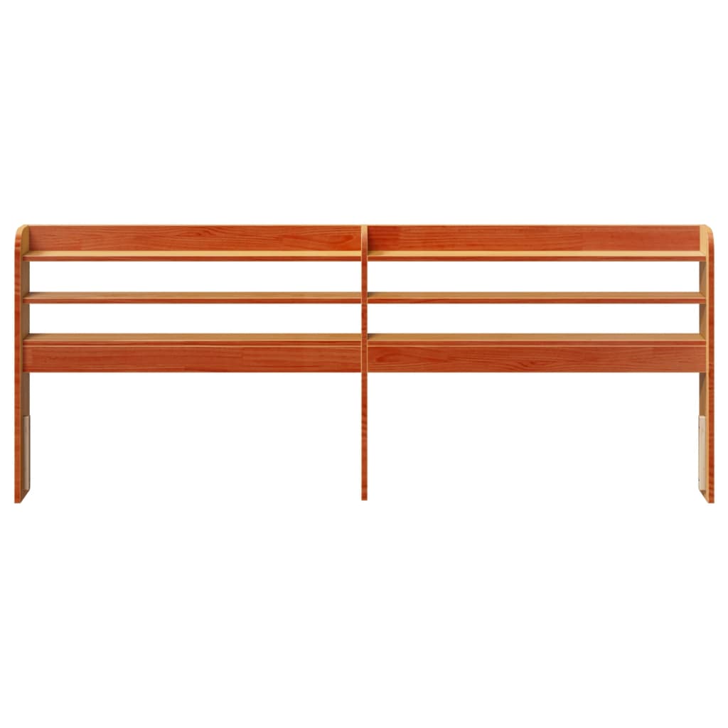 Testiera con Ripiani-Testata contenitore Marrone Cera 180 cm Legno Massello di Pino 450541