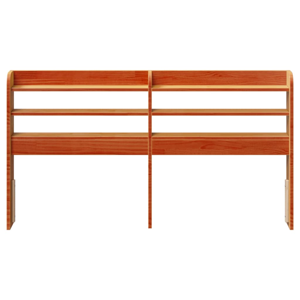 Testiera con Ripiani-Testata contenitore Marrone Cera 150 cm Legno Massello di Pino 816430