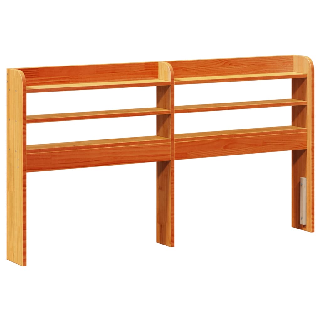 Testiera con Ripiani Marrone Cera 120 cm Legno Massello di Pino 850958