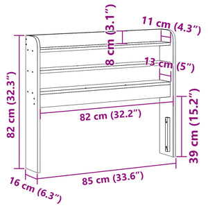 Testiera con Ripiani 75 cm in Legno Massello di Pino 850965