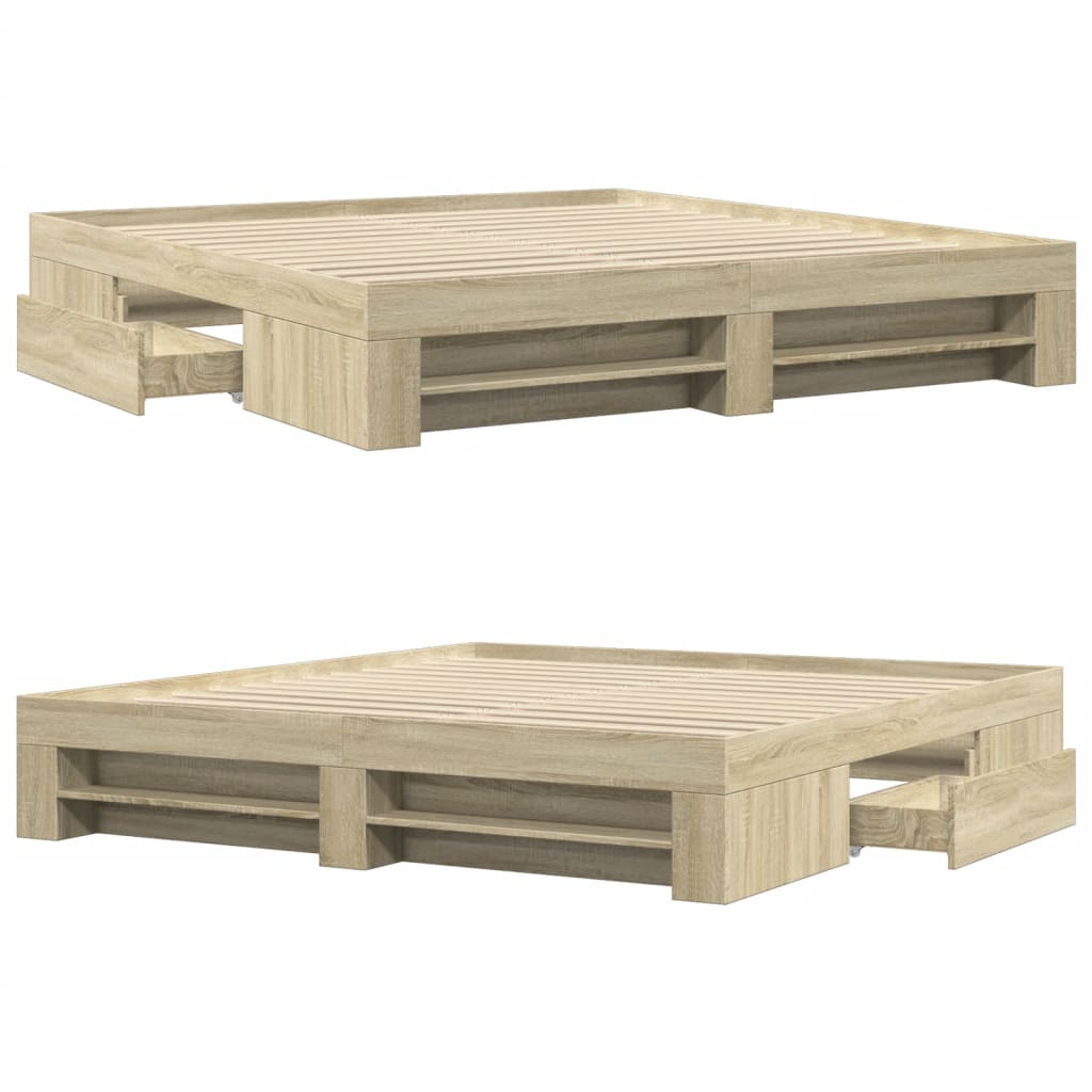 Giroletto senza Materasso-Struttura Letto Rovere Sonoma 180x200cm in Truciolato 668705