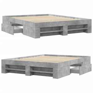 Giroletto senza Materasso-Struttura Letto Grigio Cemento 160x200cm Truciolato 342210