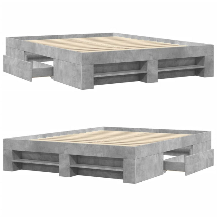 Giroletto senza Materasso-Struttura Letto Grigio Cemento 160x200cm Truciolato 342210