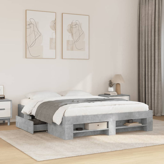 Giroletto senza Materasso-Struttura Letto Grigio Cemento 160x200cm Truciolato 342210
