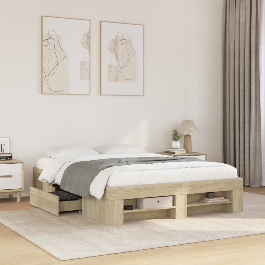 Giroletto senza Materasso-Struttura Letto Rovere Sonoma 140x190cm in Truciolato 652168