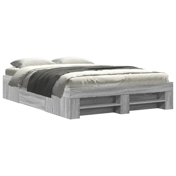 Giroletto-Struttura Letto Grigio Sonoma 135x190 cm in Legno Multistrato 605246