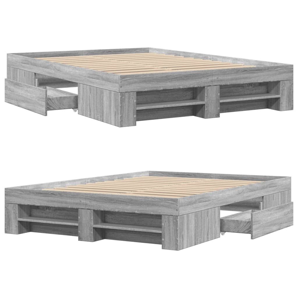 Giroletto-Struttura Letto Grigio Sonoma 135x190 cm in Legno Multistrato 605246