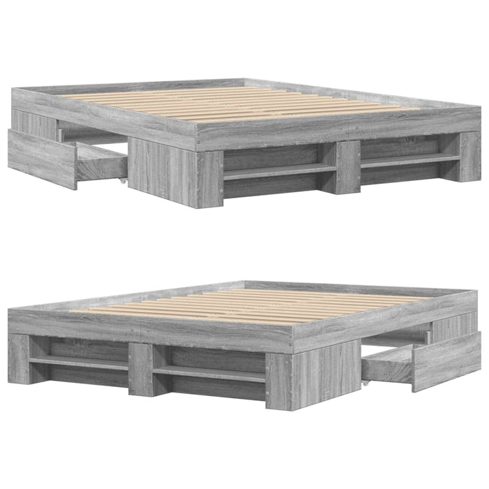 Giroletto-Struttura Letto Grigio Sonoma 135x190 cm in Legno Multistrato 605246