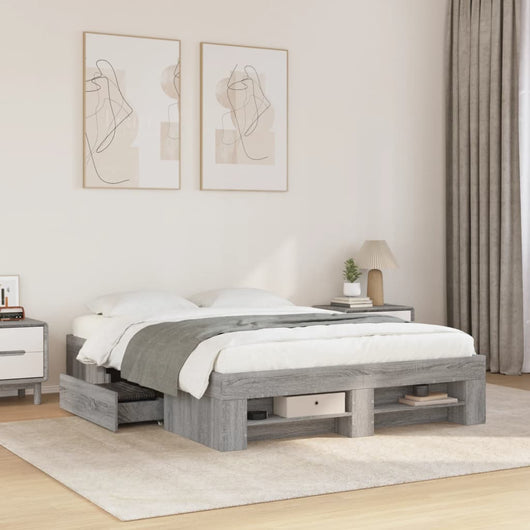 Giroletto-Struttura Letto Grigio Sonoma 135x190 cm in Legno Multistrato 605246