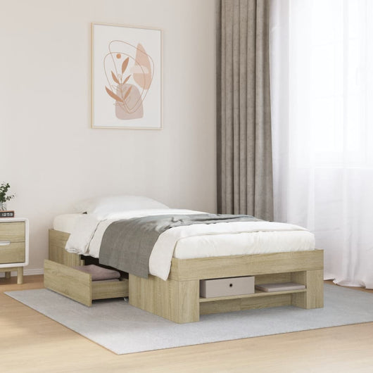 Giroletto senza Materasso-Struttura Letto Rovere Sonoma 90x190 cm in Truciolato 955810
