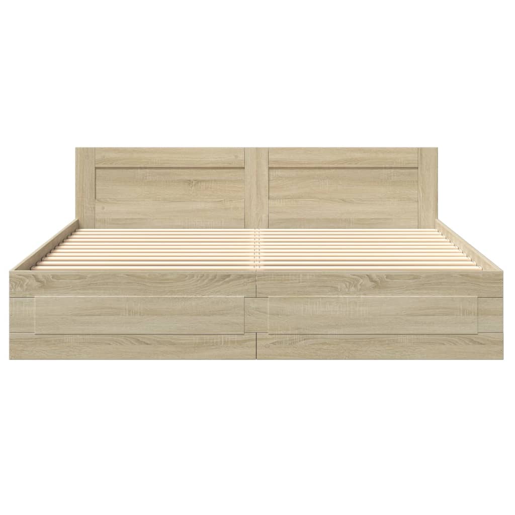 Giroletto Testiera-Struttura Letto Rovere Sonoma 200x200 cm Legno Multistrato 652249