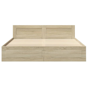 Giroletto Testiera-Struttura Letto Rovere Sonoma 200x200 cm Legno Multistrato 652249