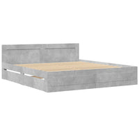 Giroletto Testiera-Struttura Letto Grigio Cemento 200x200 cm Legno Multistrato 658696