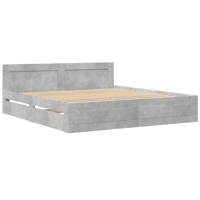 Giroletto Testiera-Struttura Letto Grigio Cemento 200x200 cm Legno Multistrato 658696