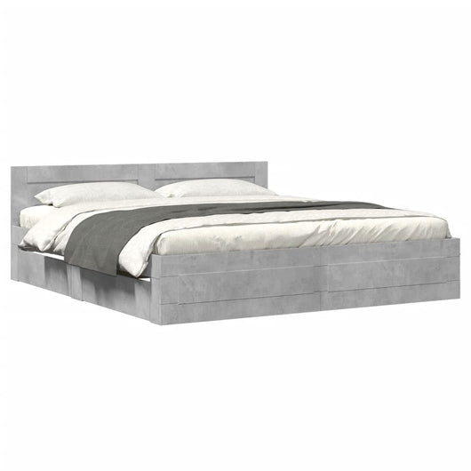 Giroletto Testiera-Struttura Letto Grigio Cemento 180x200 cm Legno Multistrato 565809