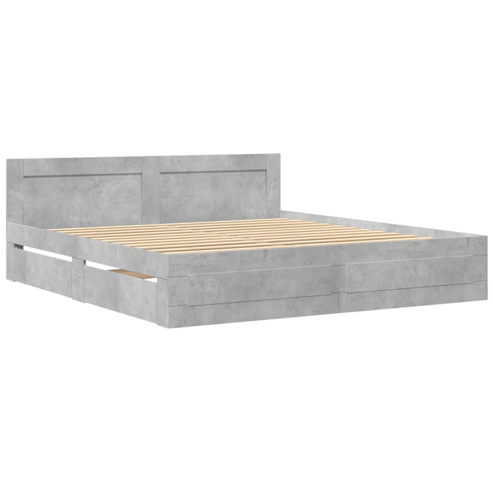 Giroletto Testiera-Struttura Letto Grigio Cemento 180x200 cm Legno Multistrato 565809