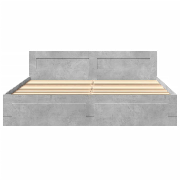 Giroletto Testiera-Struttura Letto Grigio Cemento 180x200 cm Legno Multistrato 565809