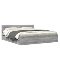Giroletto Testiera-Struttura Letto Grigio Sonoma 180x200 cm Legno Multistrato 664064