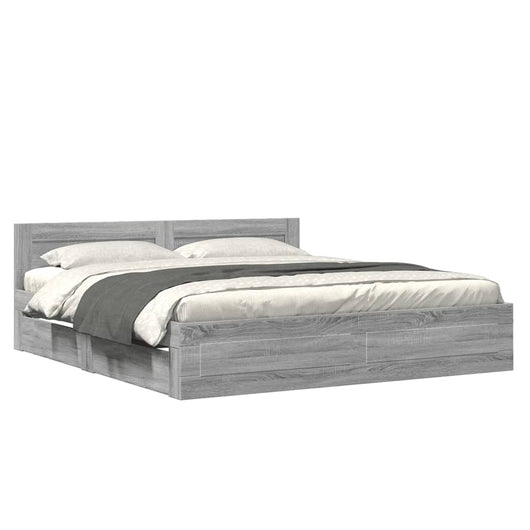 Giroletto Testiera-Struttura Letto Grigio Sonoma 180x200 cm Legno Multistrato 664064