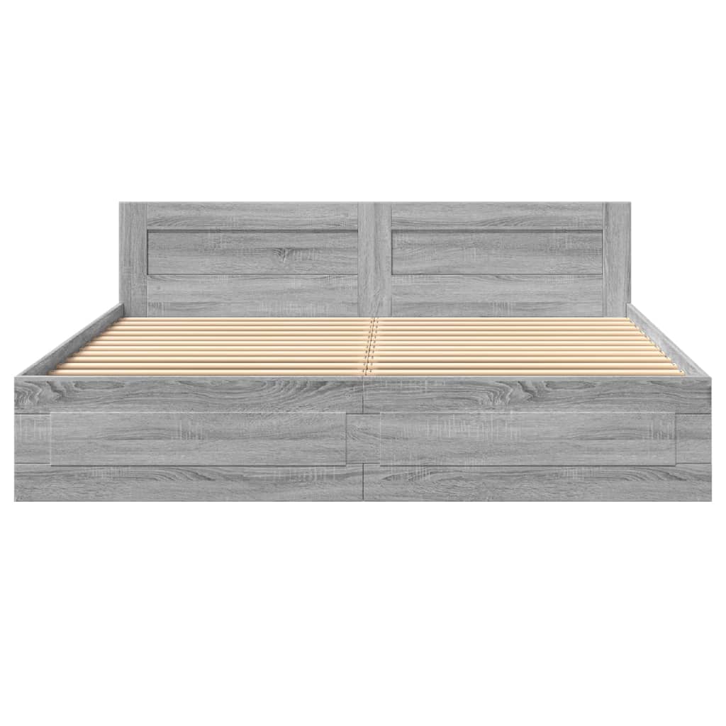 Giroletto Testiera-Struttura Letto Grigio Sonoma 180x200 cm Legno Multistrato 664064