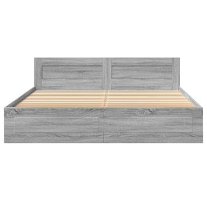 Giroletto Testiera-Struttura Letto Grigio Sonoma 180x200 cm Legno Multistrato 664064