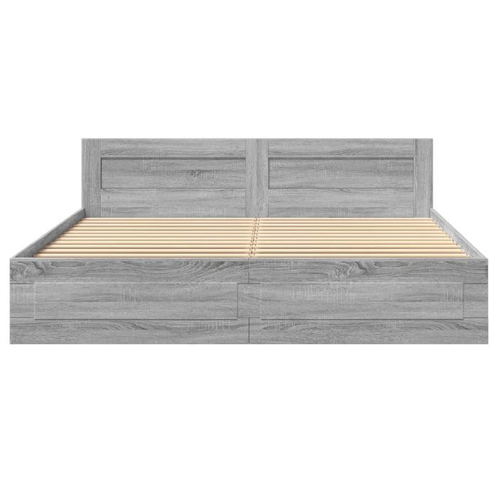 Giroletto Testiera-Struttura Letto Grigio Sonoma 180x200 cm Legno Multistrato 664064