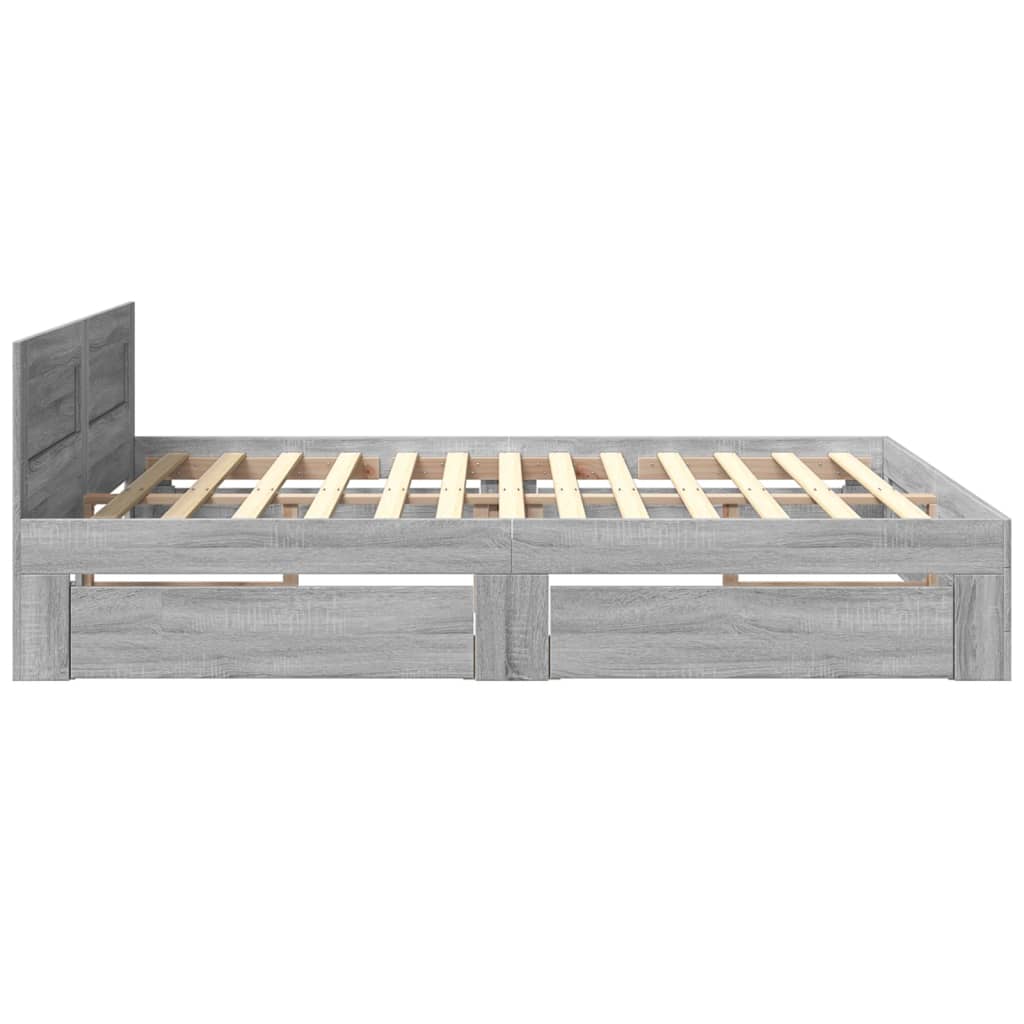 Giroletto Testiera-Struttura Letto Grigio Sonoma 180x200 cm Legno Multistrato 664064