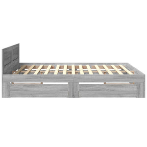 Giroletto Testiera-Struttura Letto Grigio Sonoma 180x200 cm Legno Multistrato 664064