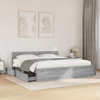 Giroletto Testiera-Struttura Letto Grigio Sonoma 180x200 cm Legno Multistrato 664064