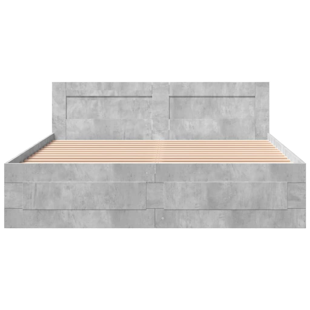 Giroletto Testiera-Struttura Letto Grigio Cemento 160x200 cm Legno Multistrato