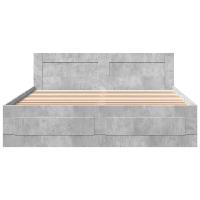 Giroletto Testiera-Struttura Letto Grigio Cemento 160x200 cm Legno Multistrato