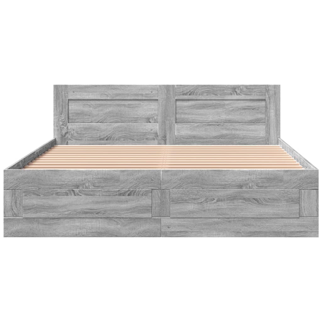 Giroletto Testiera-Struttura Letto Grigio Sonoma 160x200 cm Legno Multistrato 431058