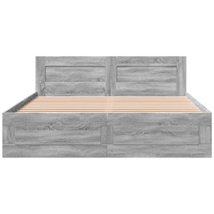 Giroletto Testiera-Struttura Letto Grigio Sonoma 160x200 cm Legno Multistrato 431058