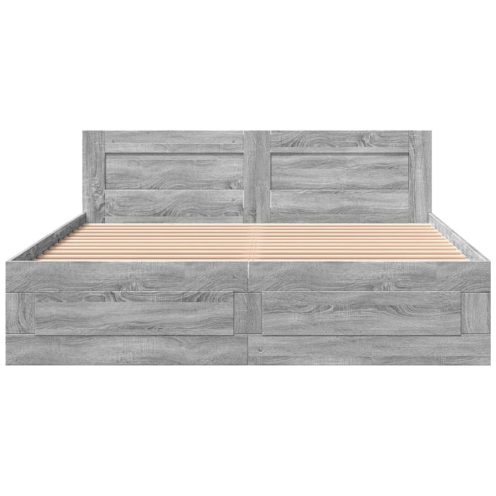 Giroletto Testiera-Struttura Letto Grigio Sonoma 160x200 cm Legno Multistrato 431058