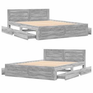 Giroletto Testiera-Struttura Letto Grigio Sonoma 160x200 cm Legno Multistrato 431058