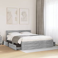 Giroletto Testiera-Struttura Letto Grigio Sonoma 160x200 cm Legno Multistrato 431058
