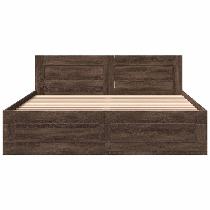 Giroletto Testiera-Struttura Letto Rovere Marrone 160x200 cm Legno Multistrato
