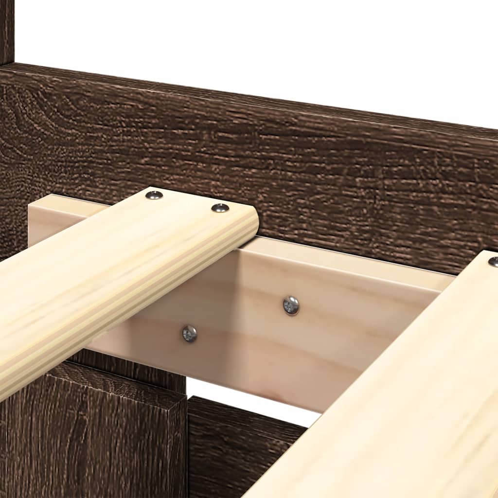 Giroletto Testiera-Struttura Letto Rovere Marrone 160x200 cm Legno Multistrato