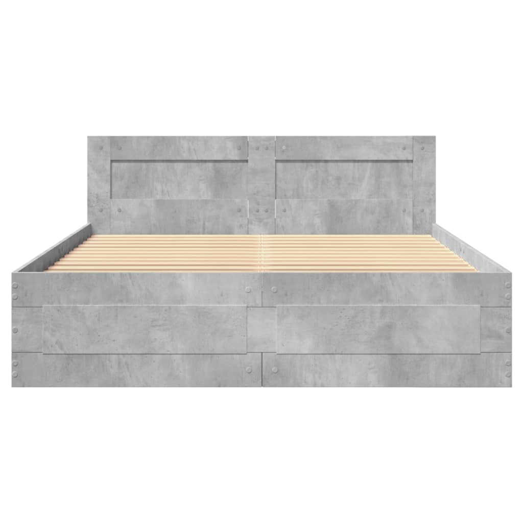 Giroletto Testiera-Struttura Letto Grigio Cemento 140x200 cm Legno Multistrato 221358