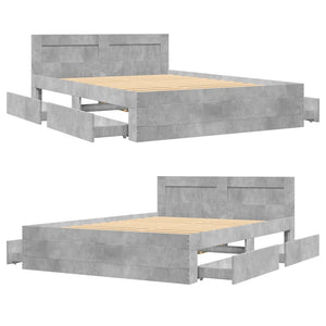 Giroletto Testiera-Struttura Letto Grigio Cemento 140x200 cm Legno Multistrato 221358