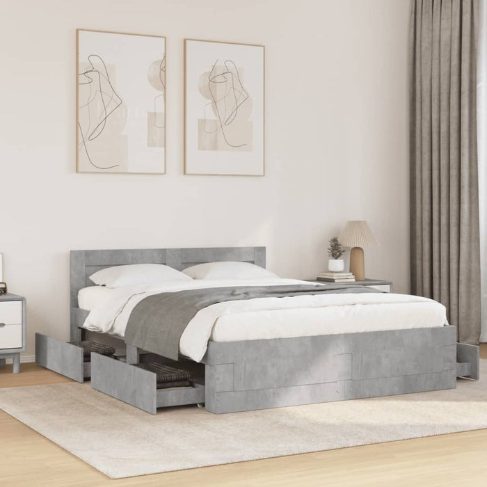 Giroletto Testiera-Struttura Letto Grigio Cemento 140x200 cm Legno Multistrato 221358