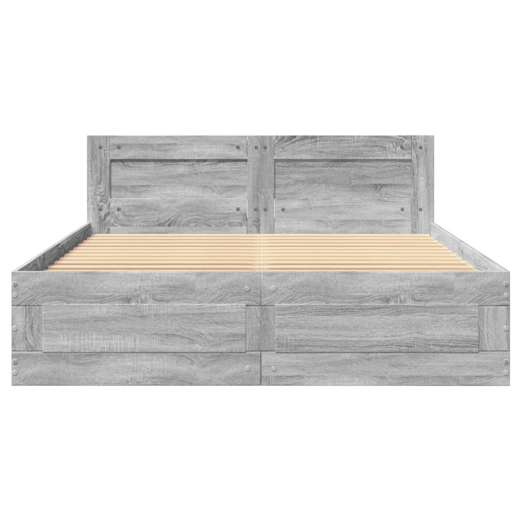 Giroletto Testiera-Struttura Letto Grigio Sonoma 140x200 cm Legno Multistrato 559827